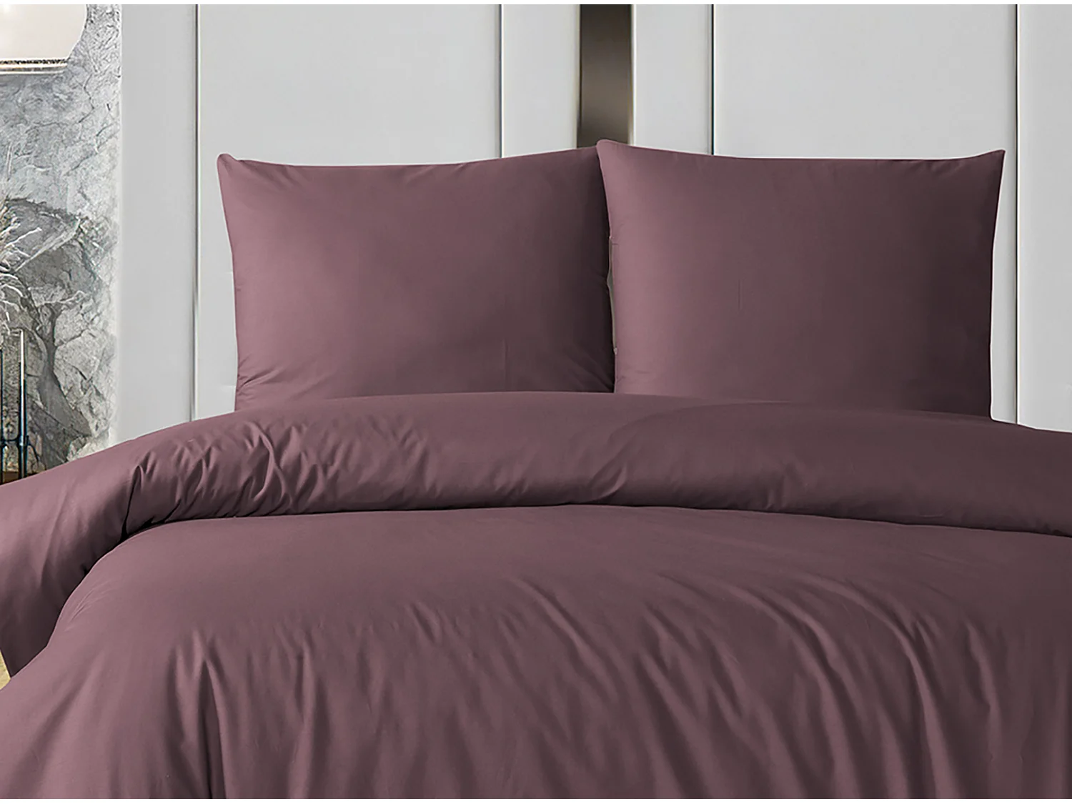 Parure de lit  2 personnes  200x200 cm coton uni