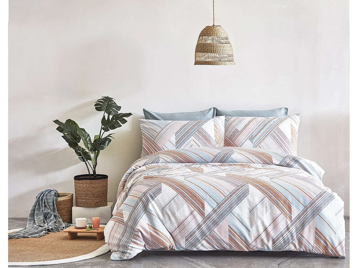 2 persoons beddengoed 200x200 cm+2 kussenslopen 65x65 cm in katoen