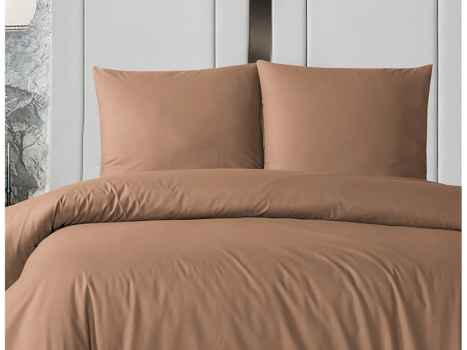 Parure de lit  2 personnes  240x220 cm coton uni
