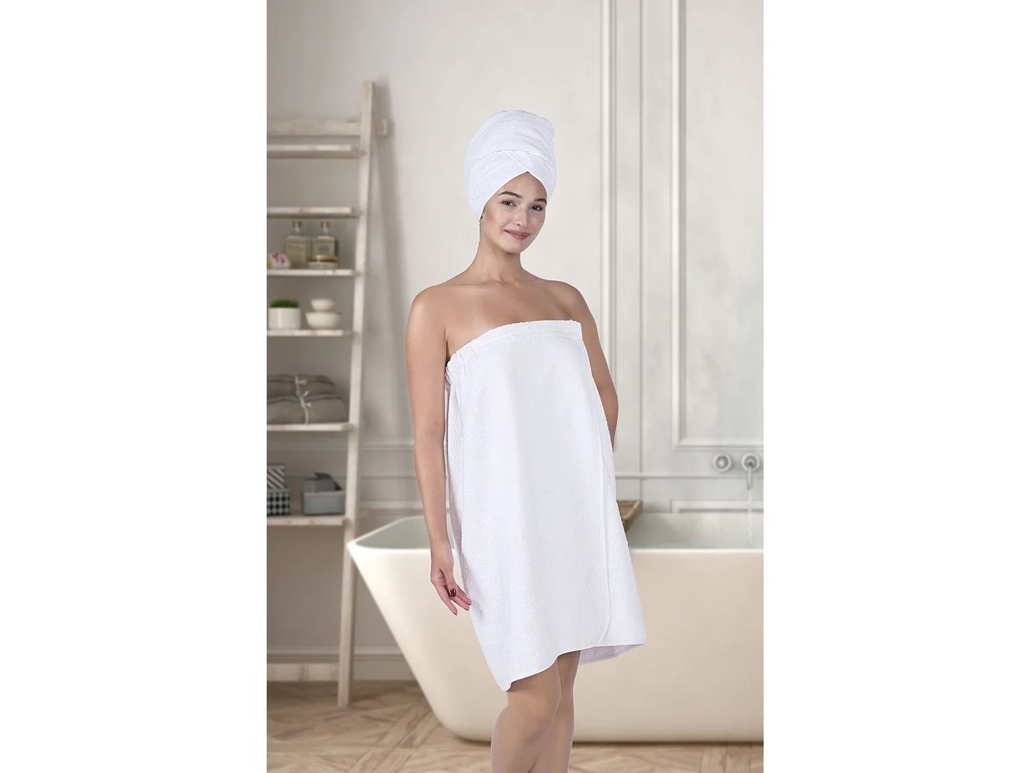 Conjunto de pareô e toalha de cabelo