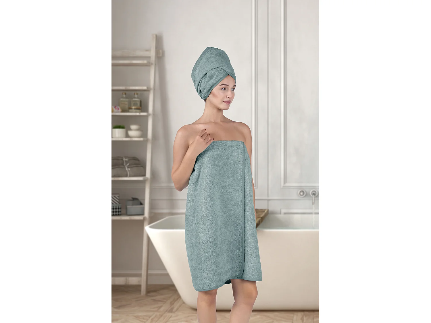 Conjunto de pareô e toalha de cabelo