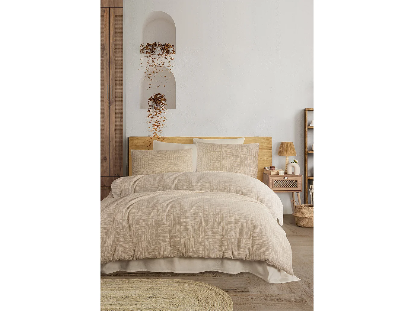 2 persoons beddengoed 200x200 cm+2 kussenslopen 65x65 cm in katoenen flanel