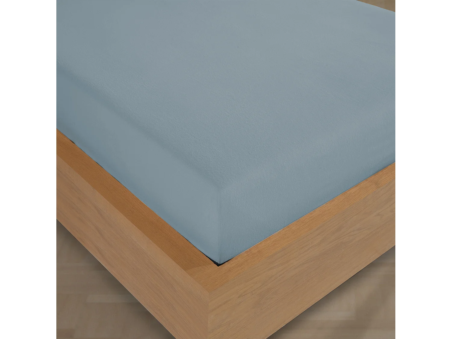 Drap housse 180x200 cm Flanelle de coton bleu