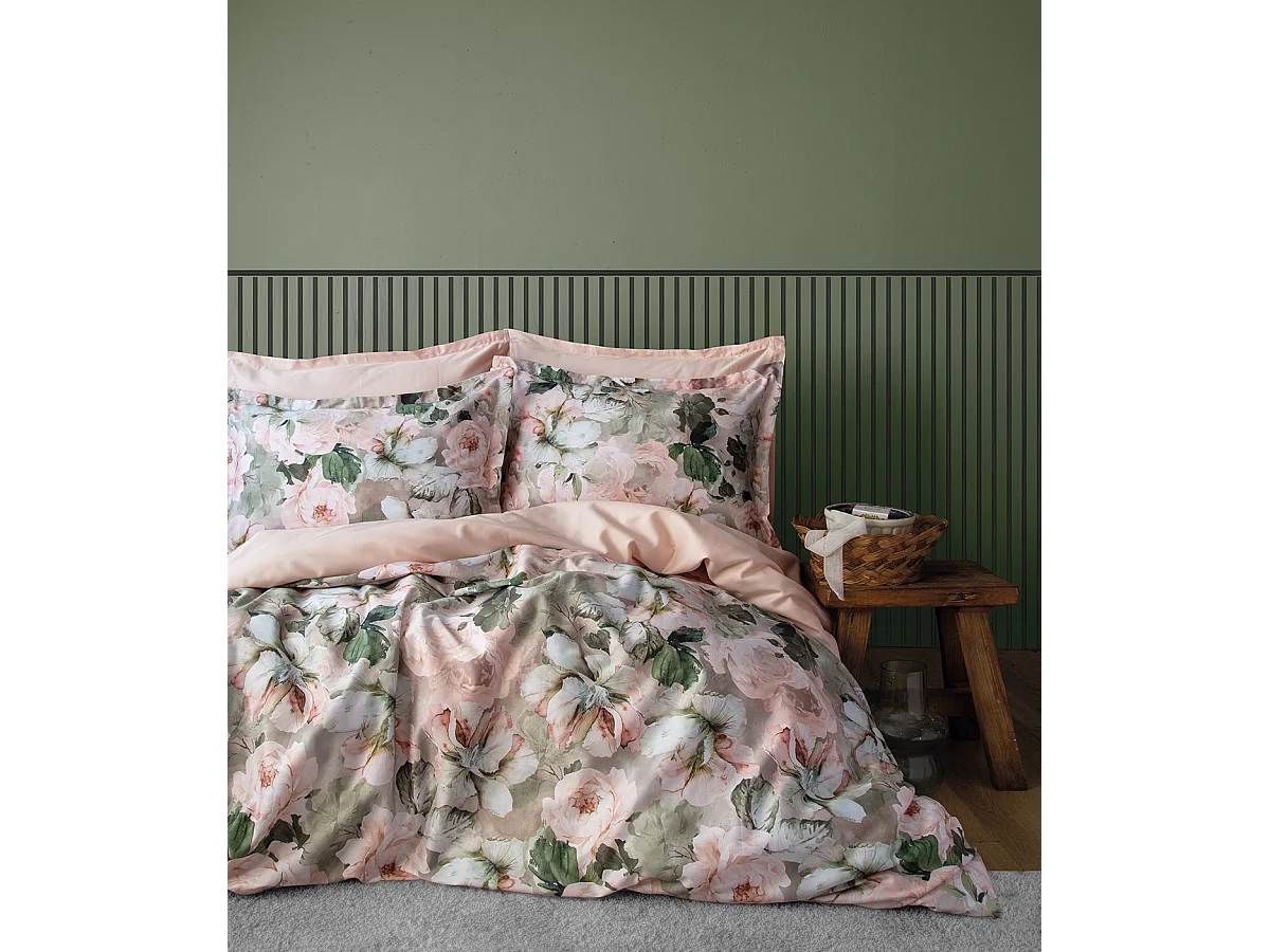 Bettwäschegarnitur 240x220 cm+2 Kopfkissenbez 63x63 cm-Baumwollsatin