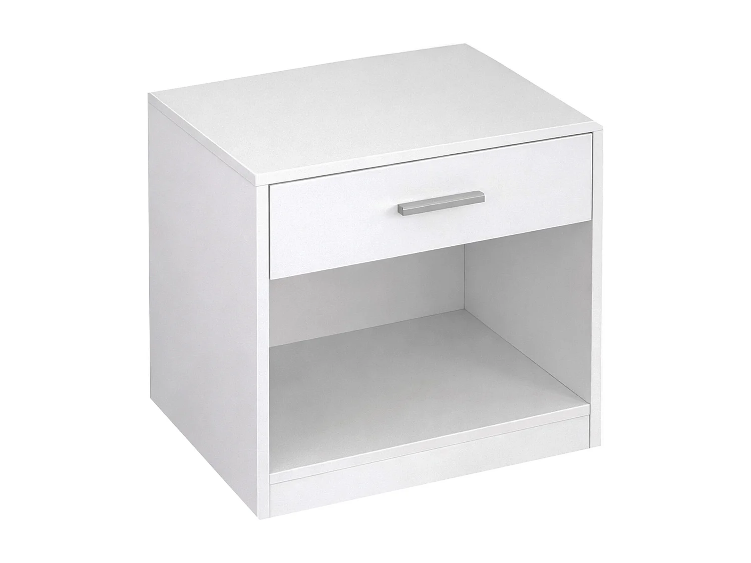 Mesita de noche de 48x40x40 cm con 1 cajón, espacio inferior abierto en blanco Silva
