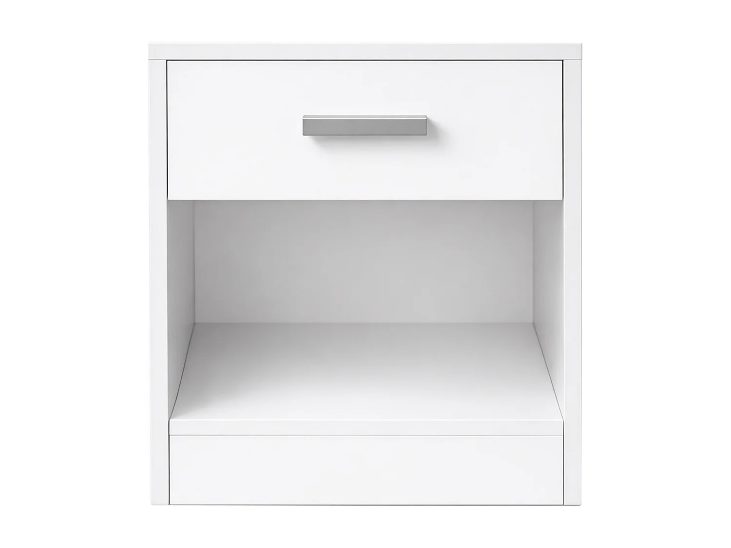 Mesita de noche de 48x40x40 cm con 1 cajón, espacio inferior abierto en blanco Silva