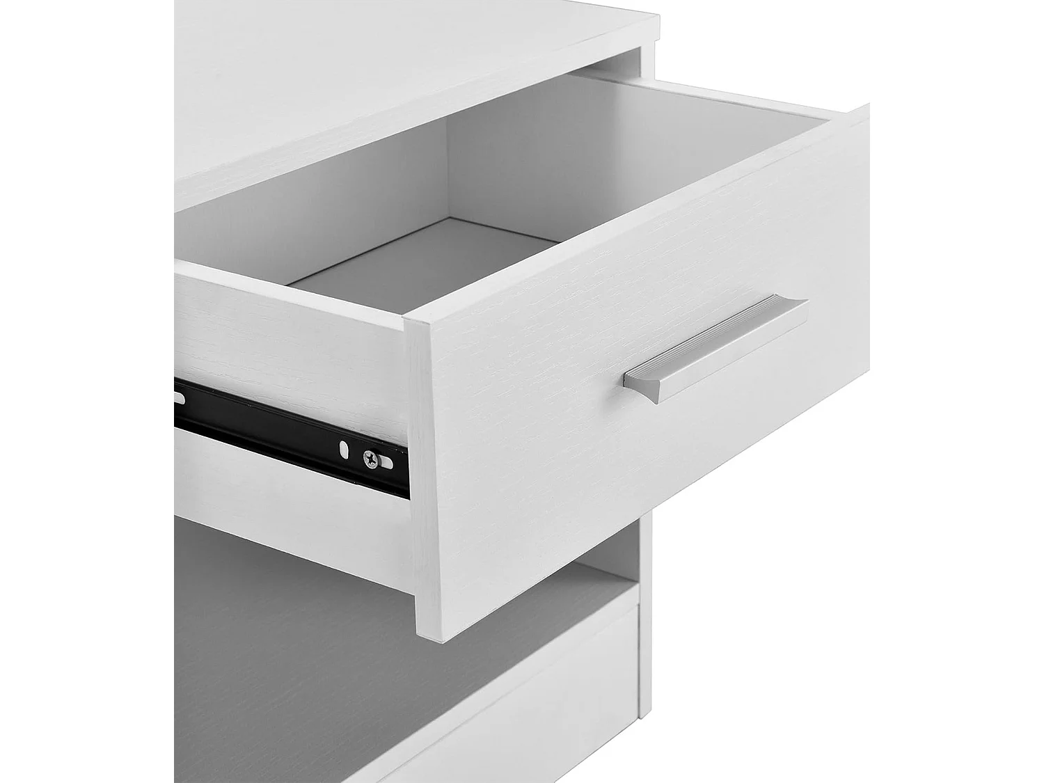 Mesita de noche de 48x40x40 cm con 1 cajón, espacio inferior abierto en blanco Silva