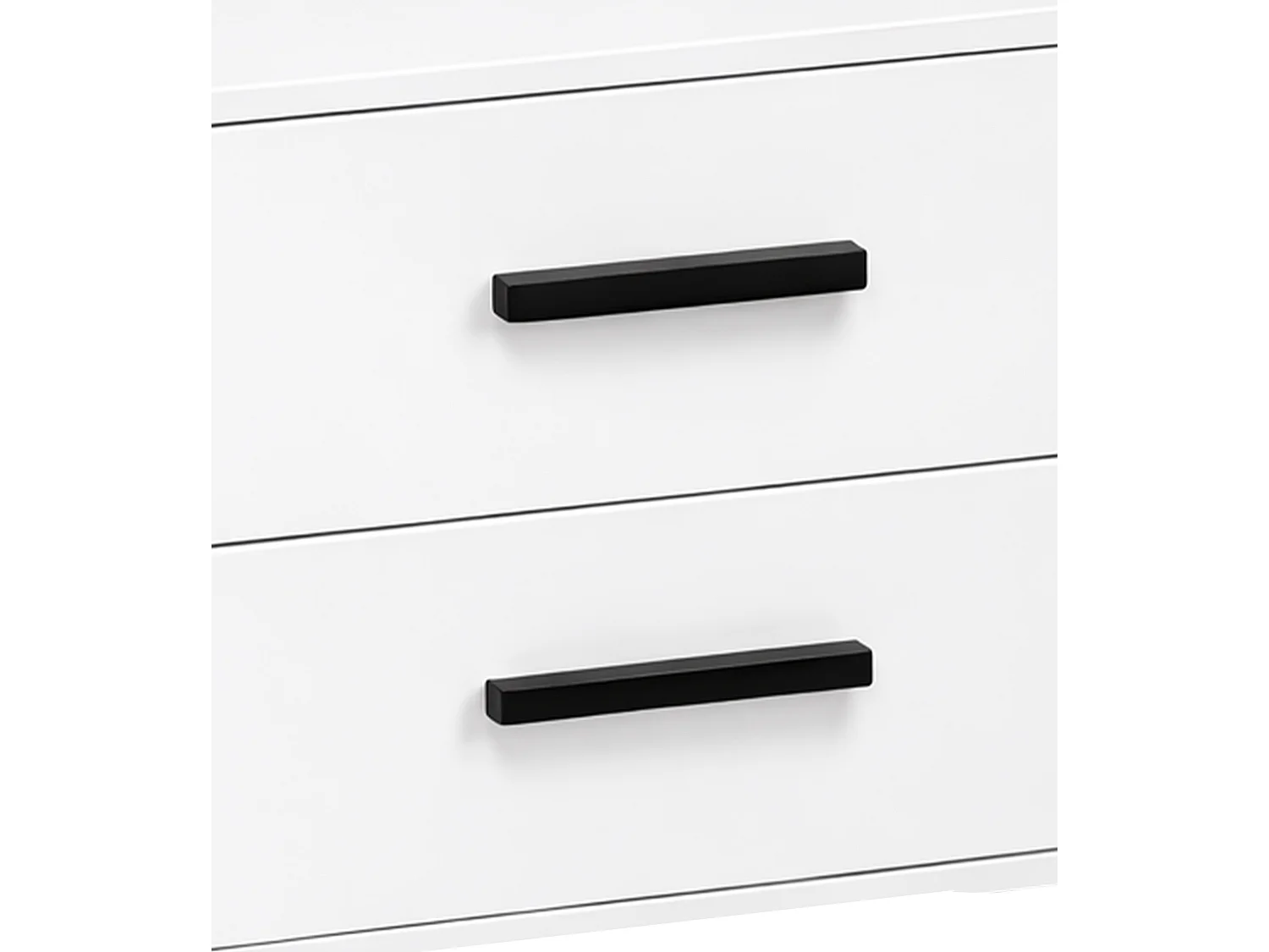 Mesita de noche de 49x40x45 cm con 2 cajones en color blanco, patas metálicas negras Savia