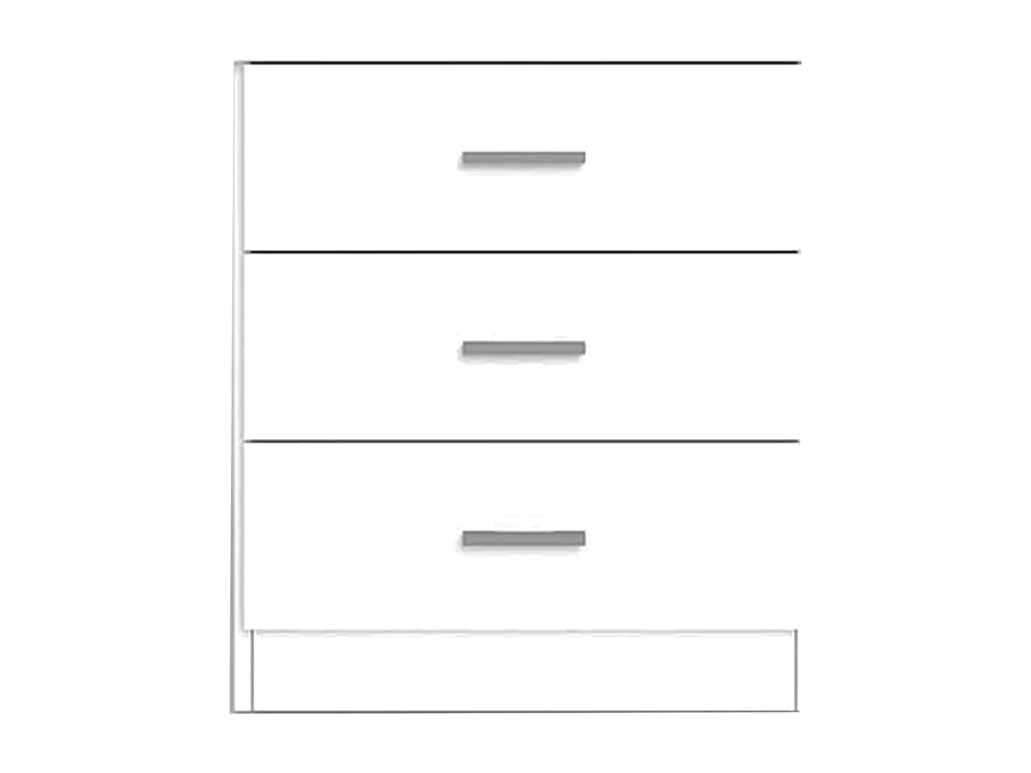 Mesita de noche de 57x45x40 cm con 3 cajones de MDF lacado en color blanco Elara