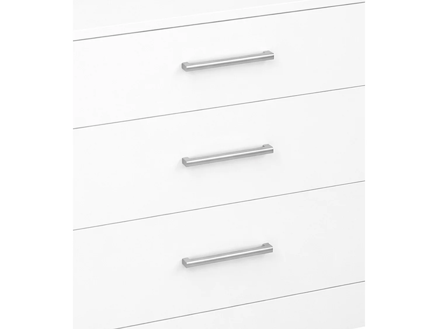 Mesita de noche de 57x45x40 cm con 3 cajones de MDF lacado en color blanco Elara