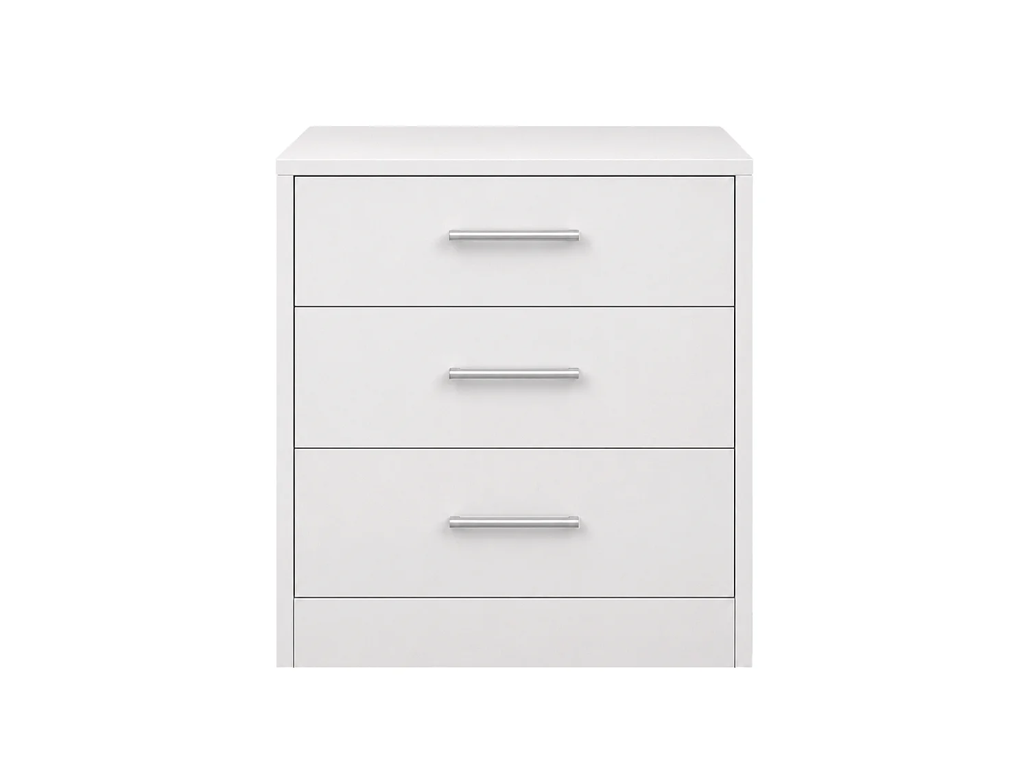 Mesita de noche de 57x45x40 cm con 3 cajones de MDF lacado en color blanco Elara