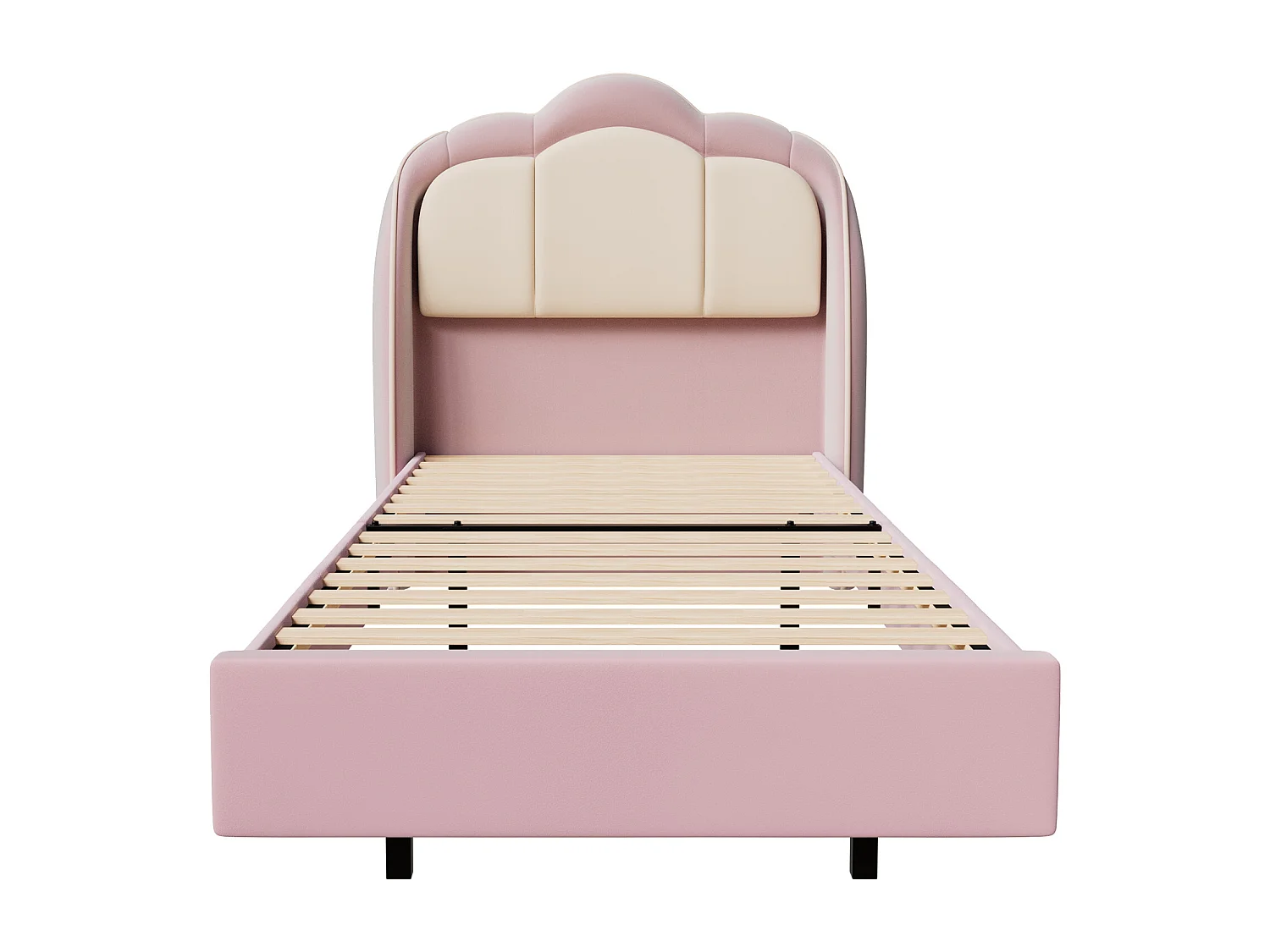 Kinderbett 90 x 200 cm, rosa, einfacher Aufbau, mit mehrfarbigen LEDs, originelles Wolken-Kopfteil