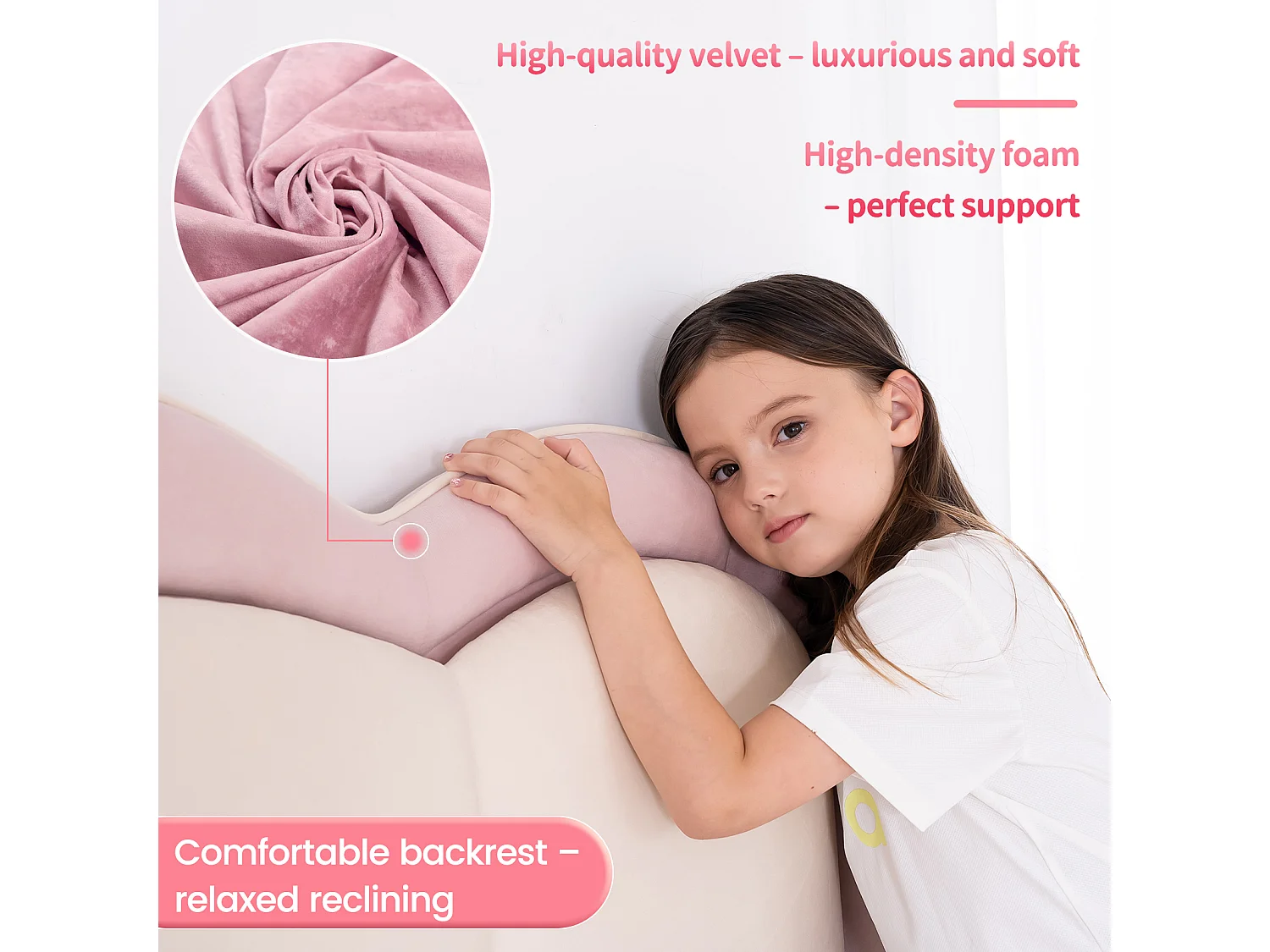 Letto per bambini 140x200 cm rosa, facile da montare, con LED multicolori e originale testiera a forma di nuvola