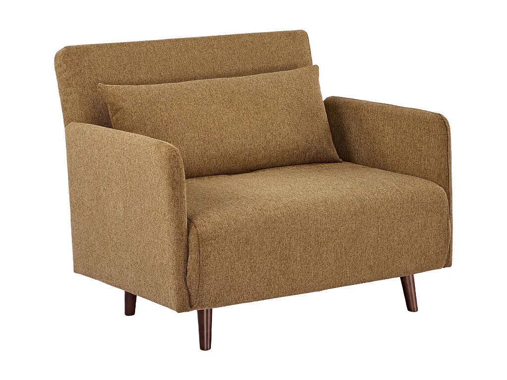 Belushi - Fauteuil convertible en tissu pieds bois foncé - Bronze