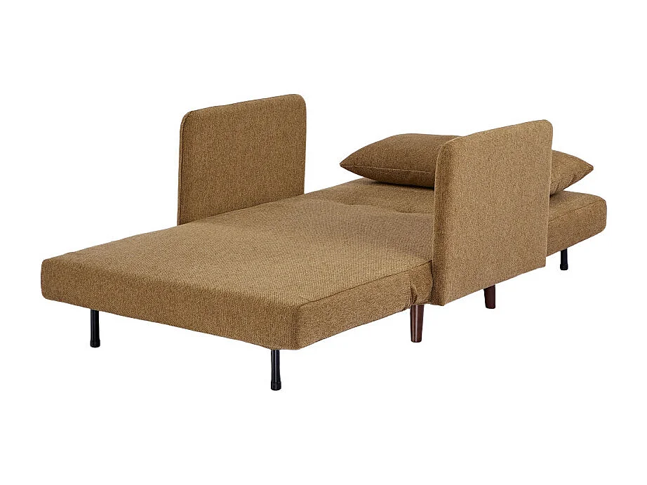 Belushi - Fauteuil convertible en tissu pieds bois foncé - Bronze