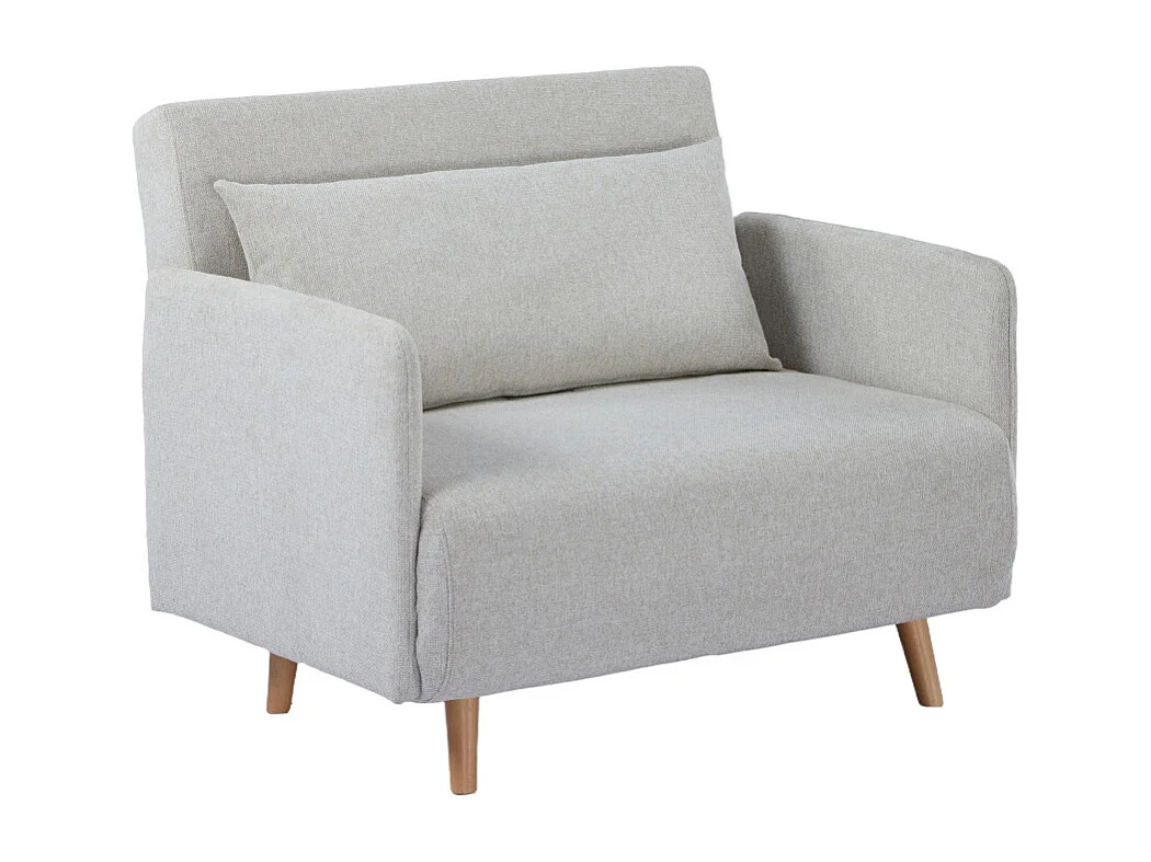 Belushi - Fauteuil convertible en tissu pieds bois clair - Beige