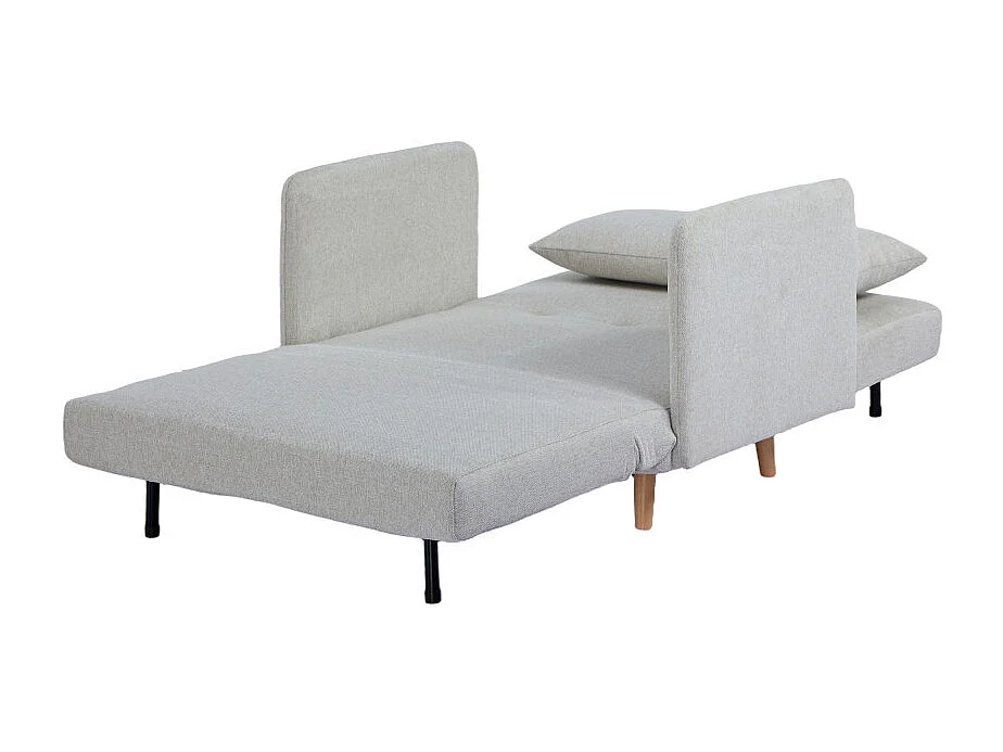 Belushi - Fauteuil convertible en tissu pieds bois clair - Beige