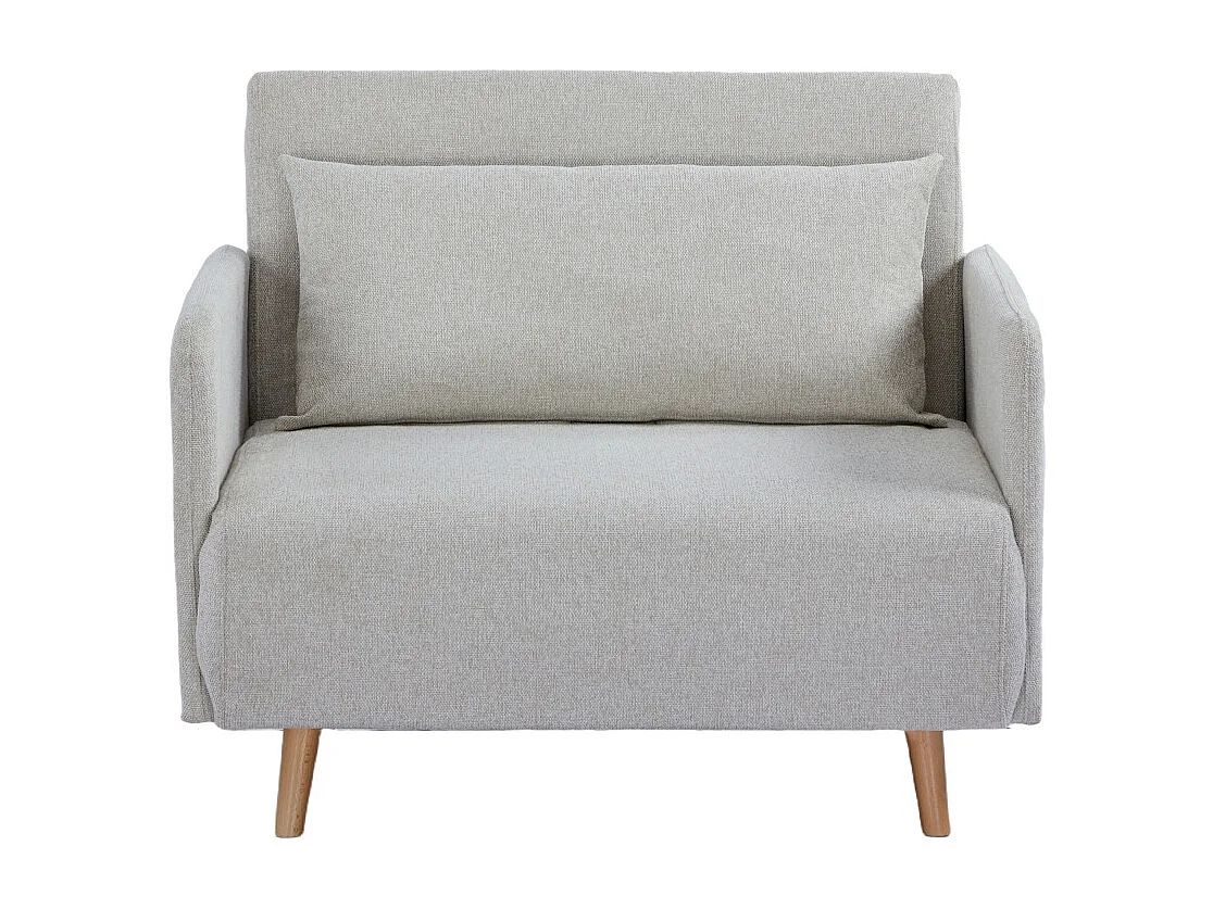 Belushi - Fauteuil convertible en tissu pieds bois clair - Beige