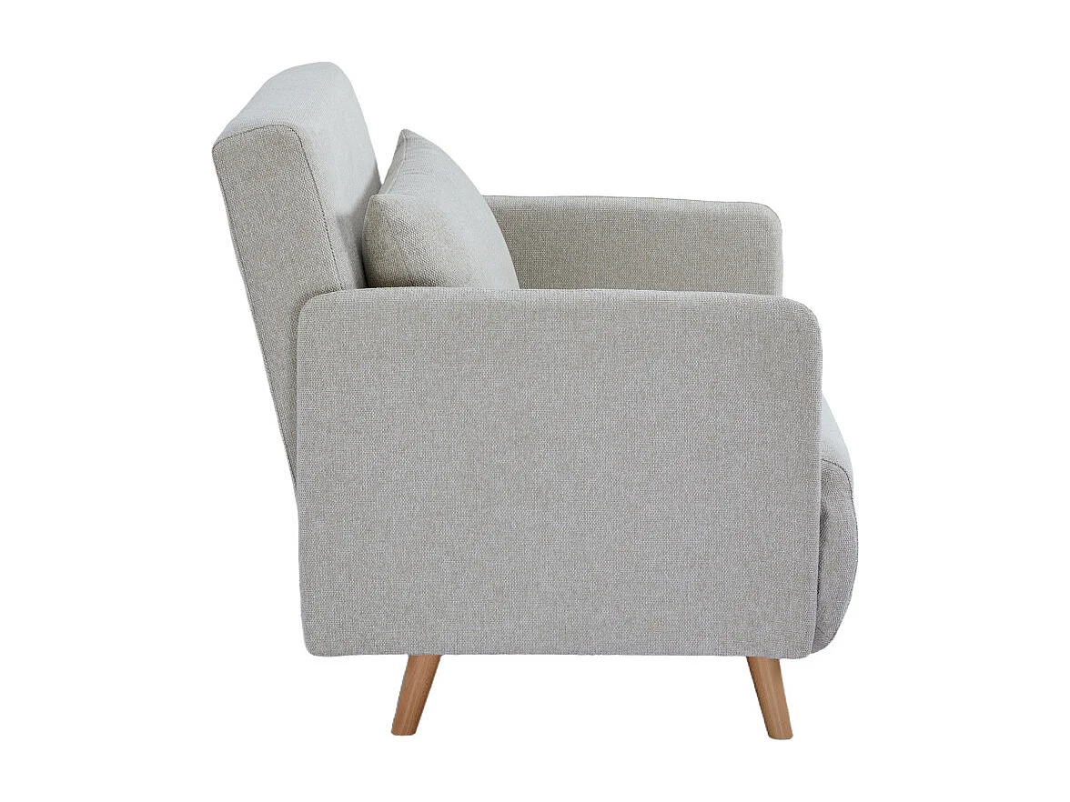 Belushi - Fauteuil convertible en tissu pieds bois clair - Beige