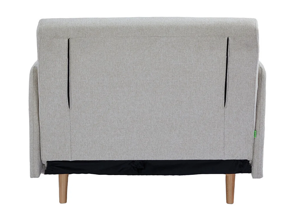 Belushi - Fauteuil convertible en tissu pieds bois clair - Beige