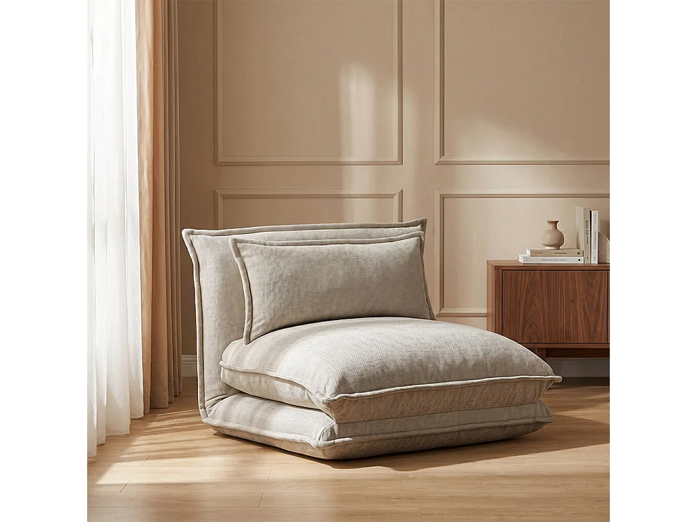 Nala - Chauffeuse convertible 1 place en tissu - Beige