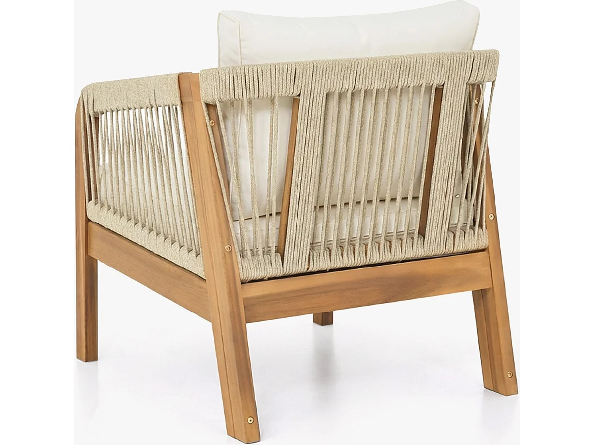 Lot de 2 fauteuils de jardin en bois FSC - coussins beiges - Symi