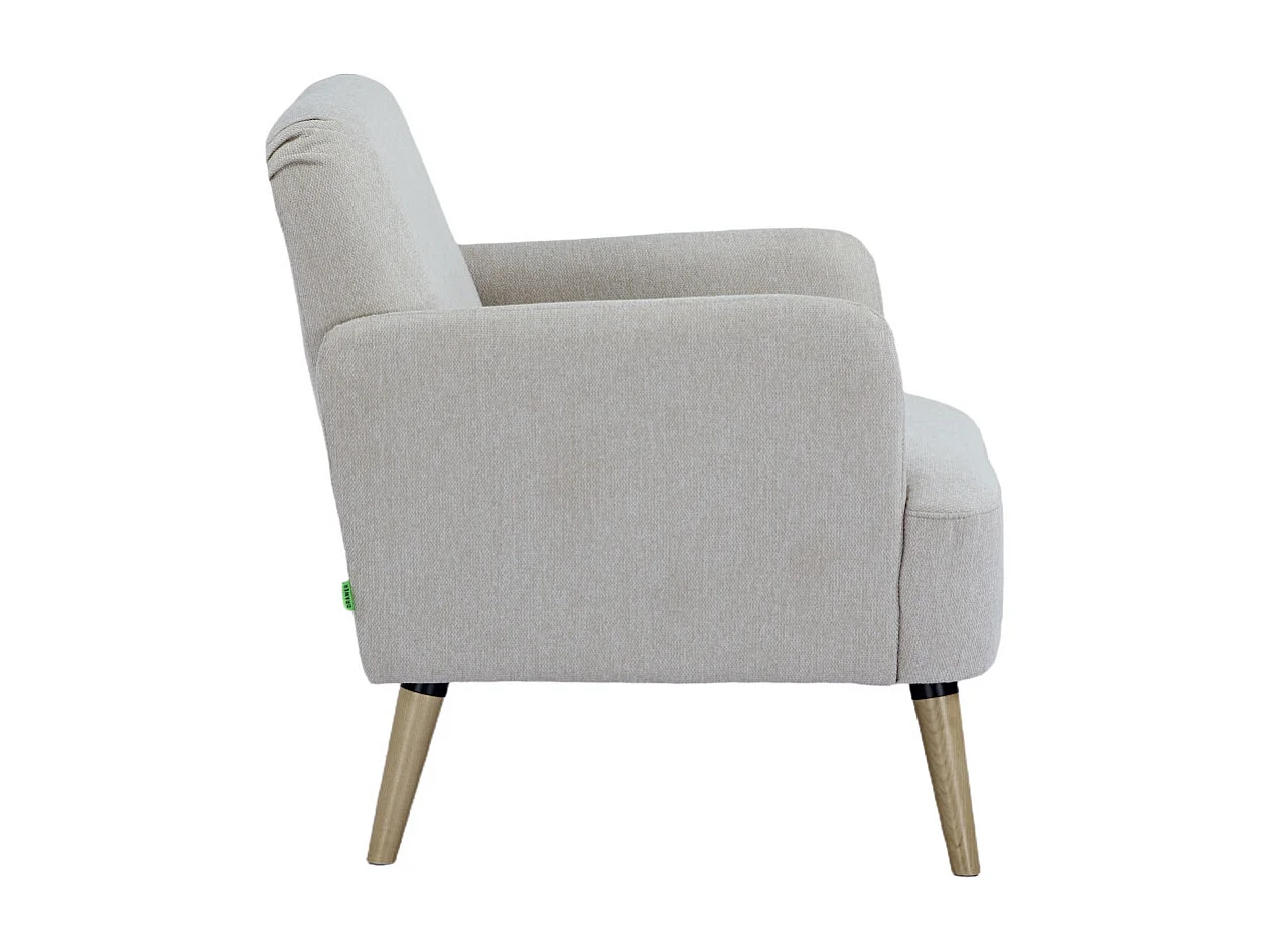 Brooks - Fauteuil rétro en tissu pieds bois clair - Beige