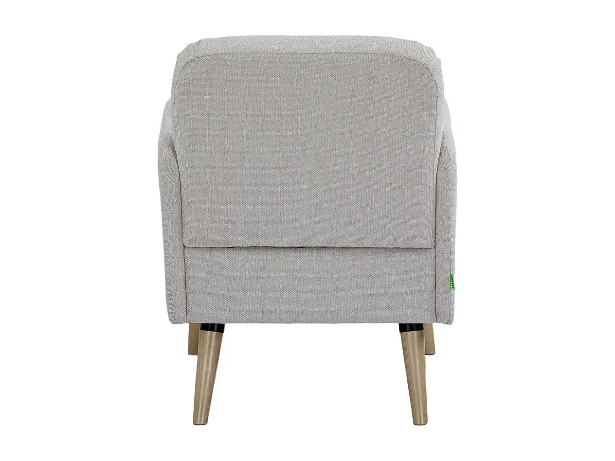 Brooks - Fauteuil rétro en tissu pieds bois clair - Beige