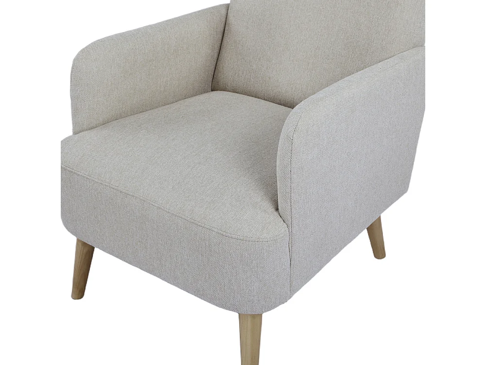 Brooks - Fauteuil rétro en tissu pieds bois clair - Beige