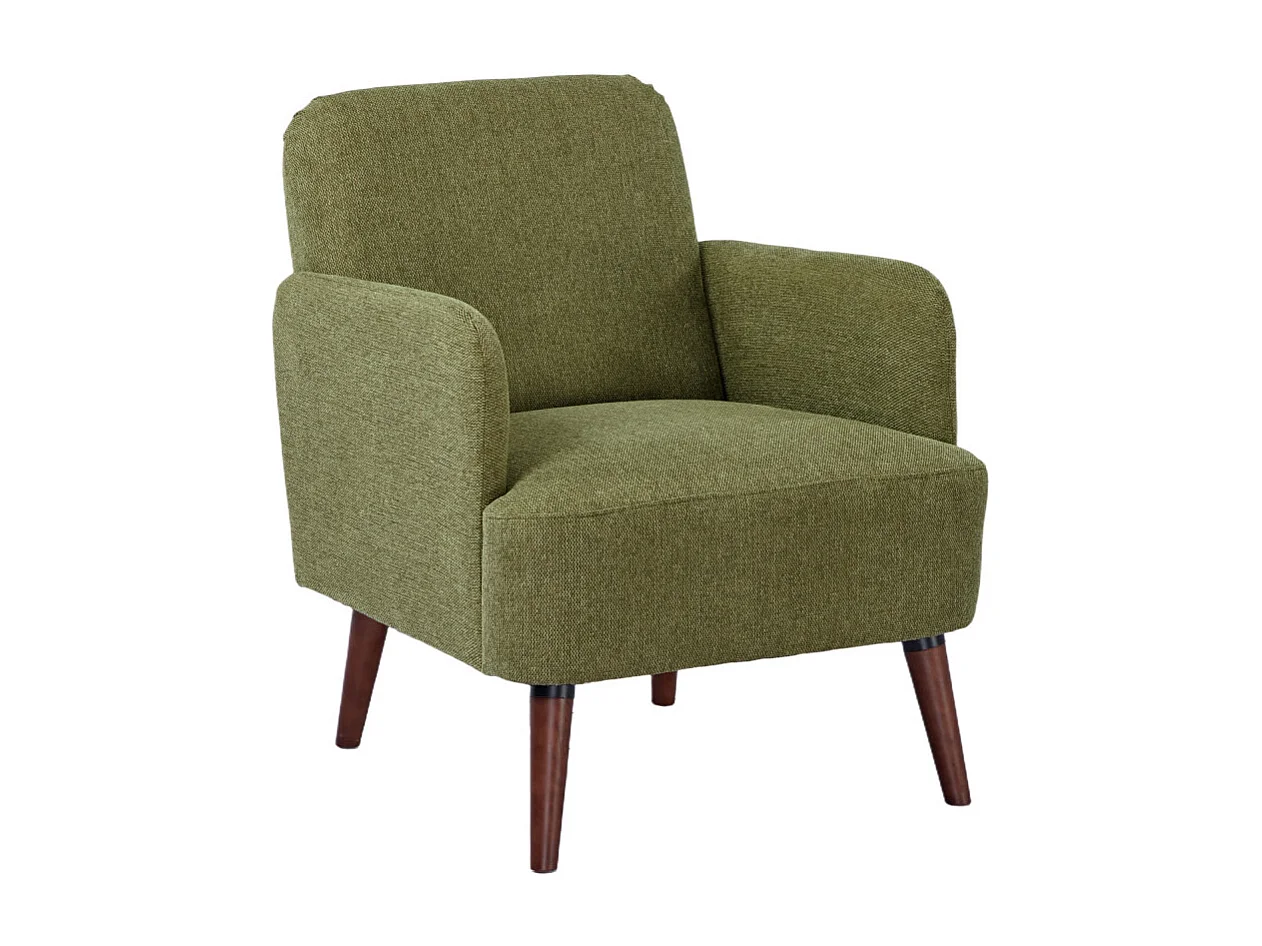 Brooks - Fauteuil rétro en tissu pieds bois foncé - Vert