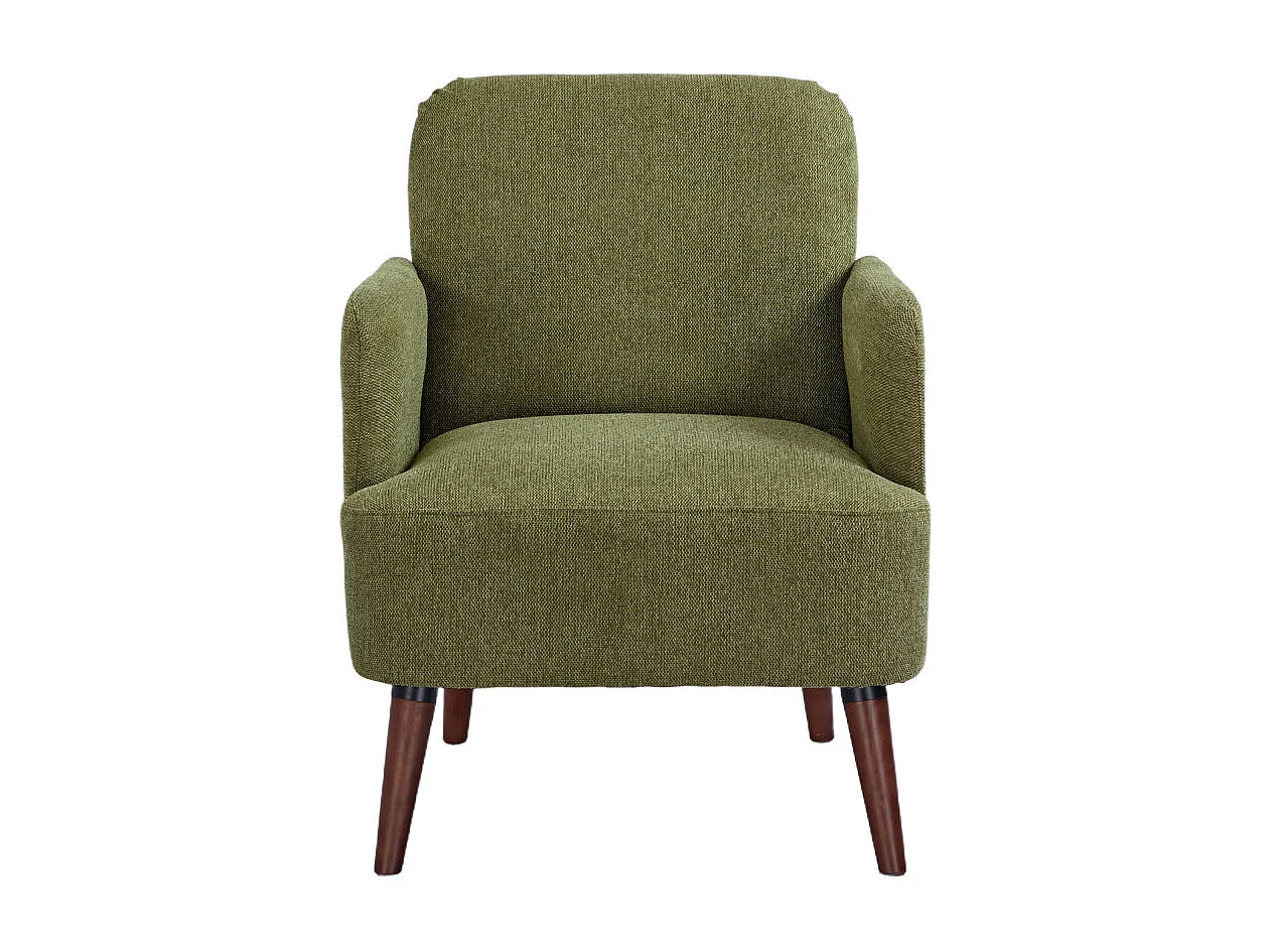 Brooks - Fauteuil rétro en tissu pieds bois foncé - Vert