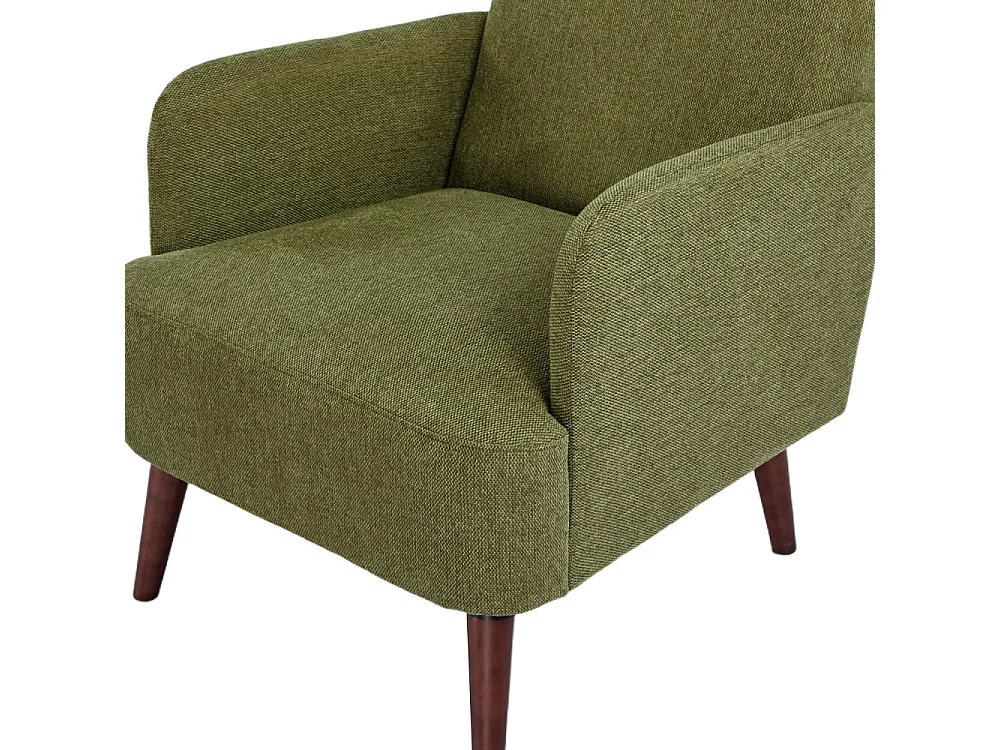 Brooks - Fauteuil rétro en tissu pieds bois foncé - Vert