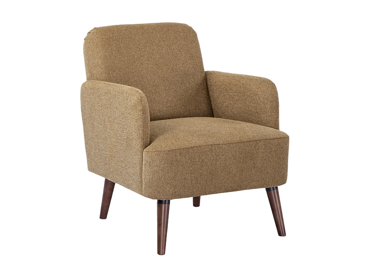 Brooks - Fauteuil rétro en tissu pieds bois foncé - Bronze