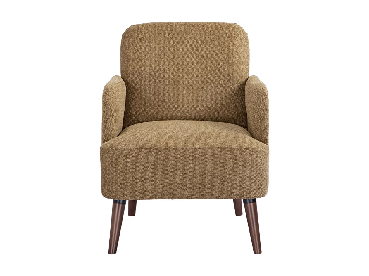 Brooks - Fauteuil rétro en tissu pieds bois foncé - Bronze