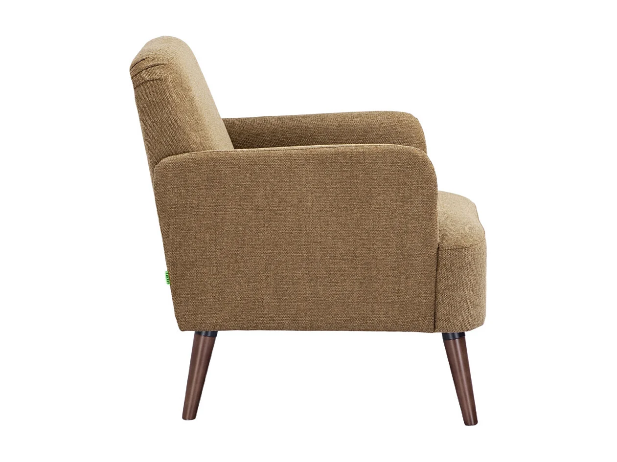 Brooks - Fauteuil rétro en tissu pieds bois foncé - Bronze