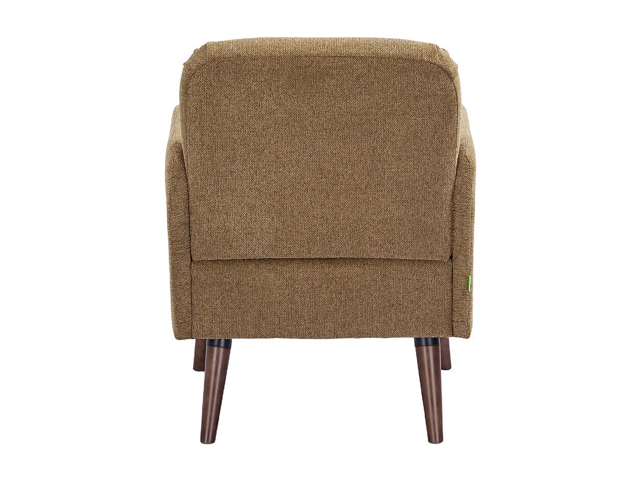 Brooks - Fauteuil rétro en tissu pieds bois foncé - Bronze