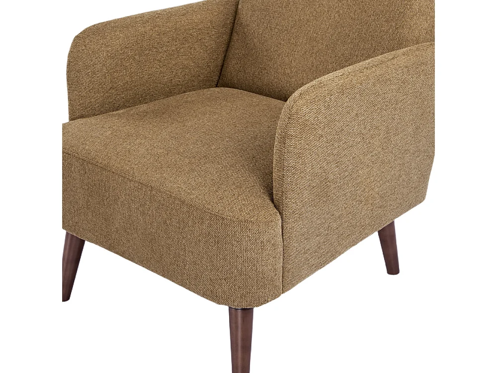 Brooks - Fauteuil rétro en tissu pieds bois foncé - Bronze