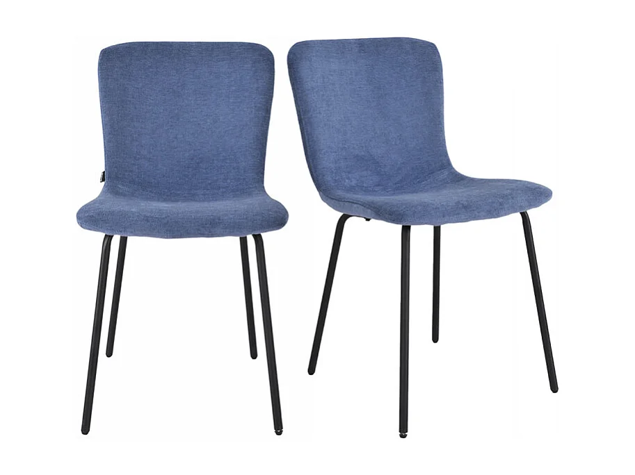 Lot de 2 chaises de repas tissu bleu lavande et pieds métal – ASTRID