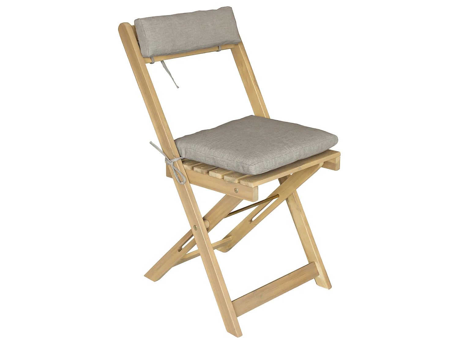 Ensemble table et chaises 2 places en acacia et coussins sable BENAGIL - HAPPY GARDEN