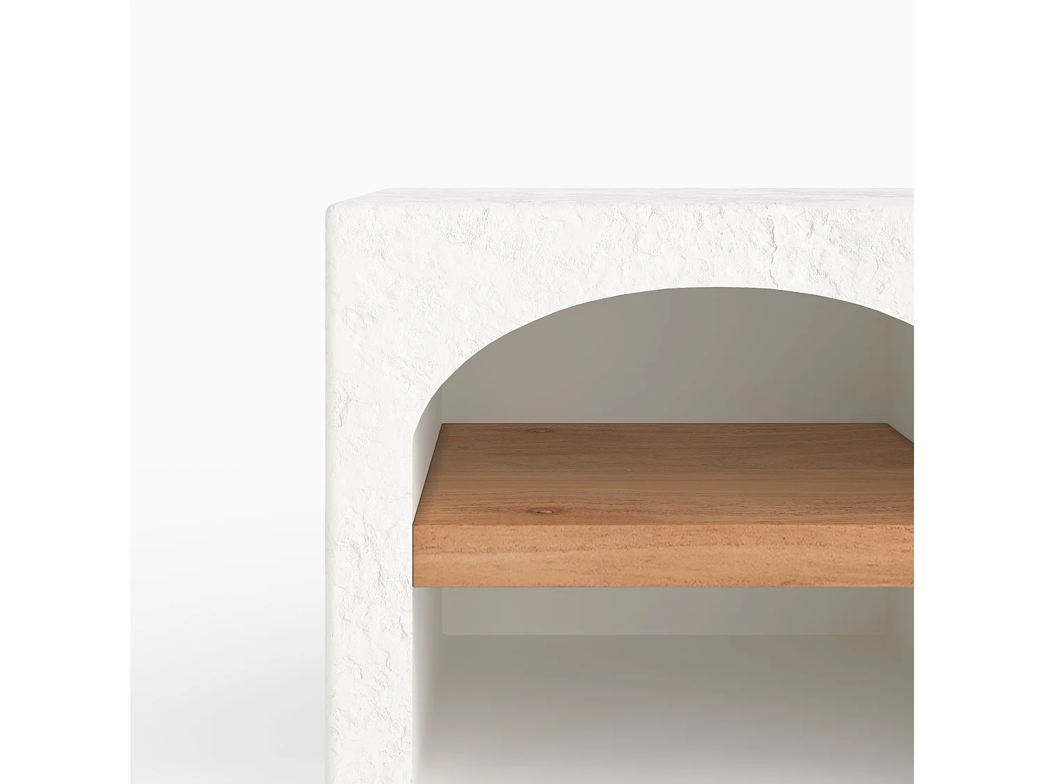 Mesa de noche de yeso blanco roto y madera de acacia - Fira