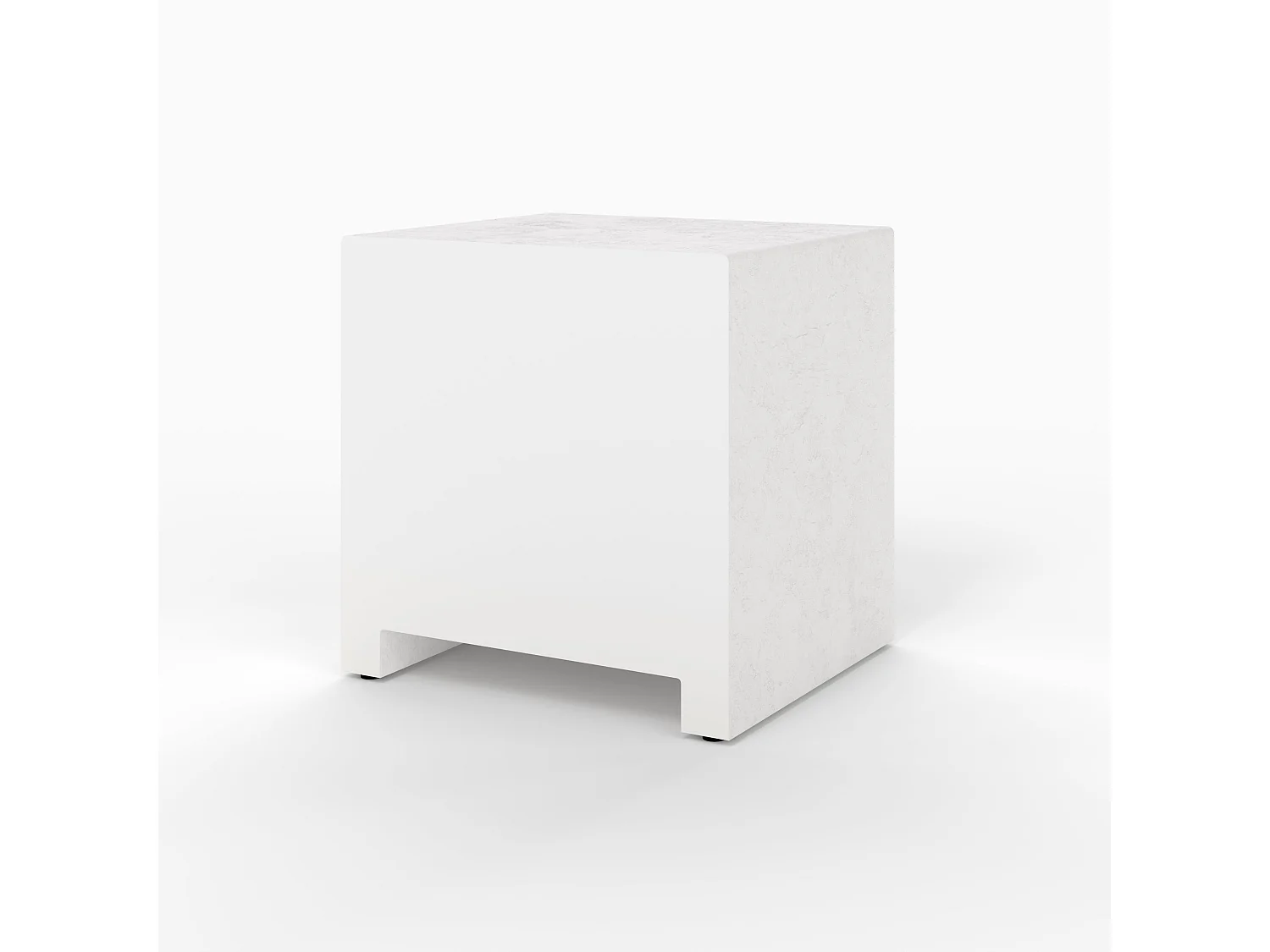 Mesa de noche de yeso blanco roto y madera de acacia - Fira