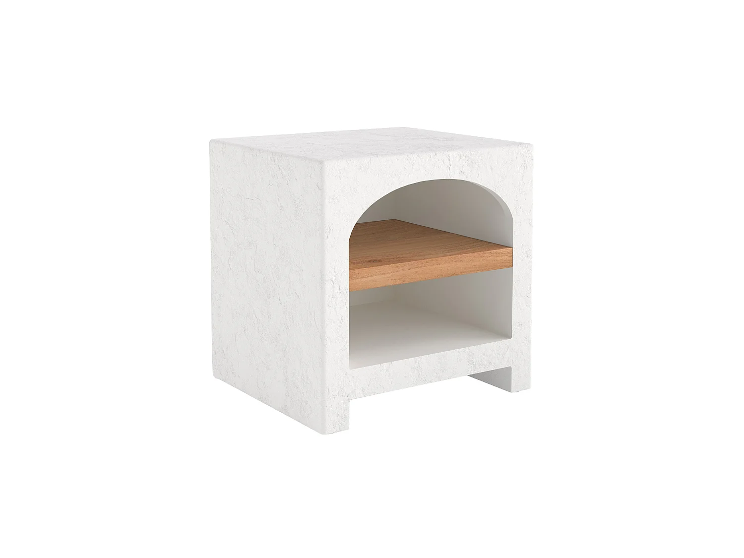 Mesa de noche de yeso blanco roto y madera de acacia - Fira