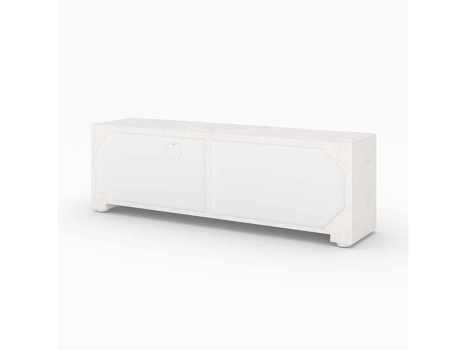 Meuble TV en plâtre blanc cassé 140 cm avec tiroir - Fira