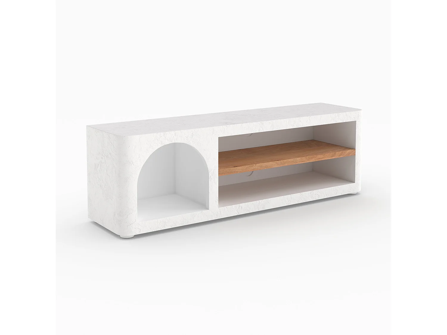 Meuble TV en plâtre blanc cassé 140 cm - Fira