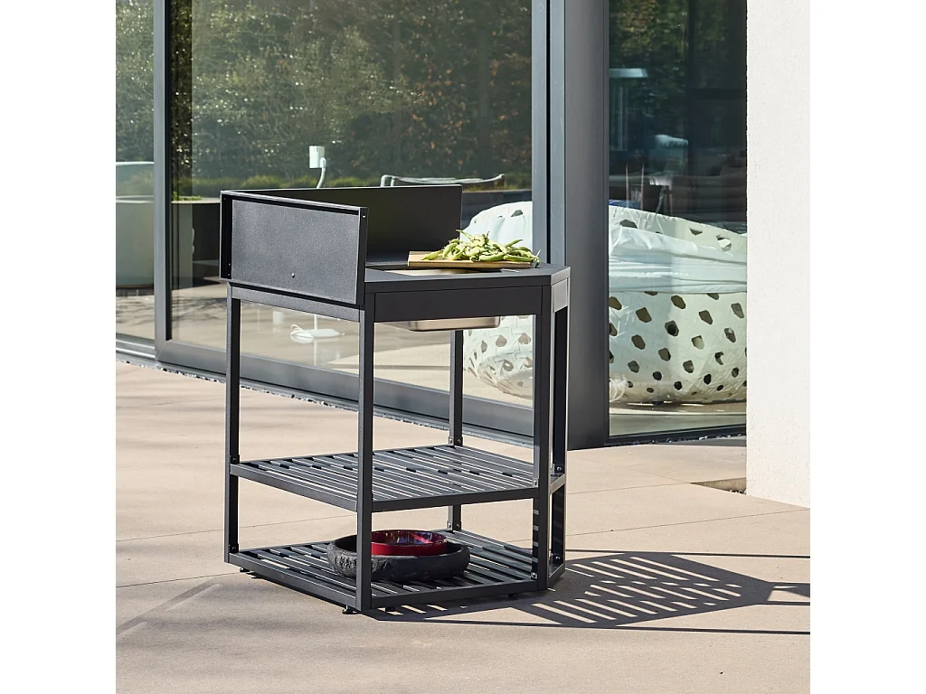 Cucina da esterno modulare in acciaio con accessori, 80cm, nero