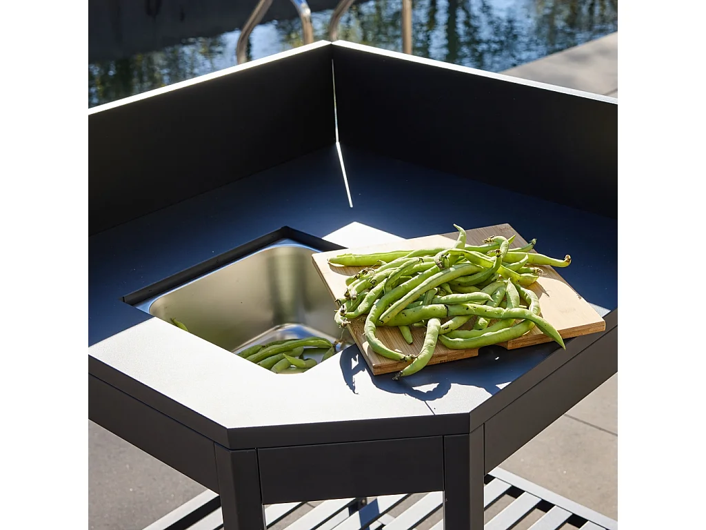 Cucina da esterno modulare in acciaio con accessori, 80cm, nero