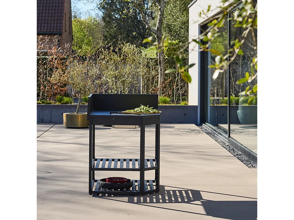 Cucina da esterno modulare in acciaio con accessori, 80cm, nero