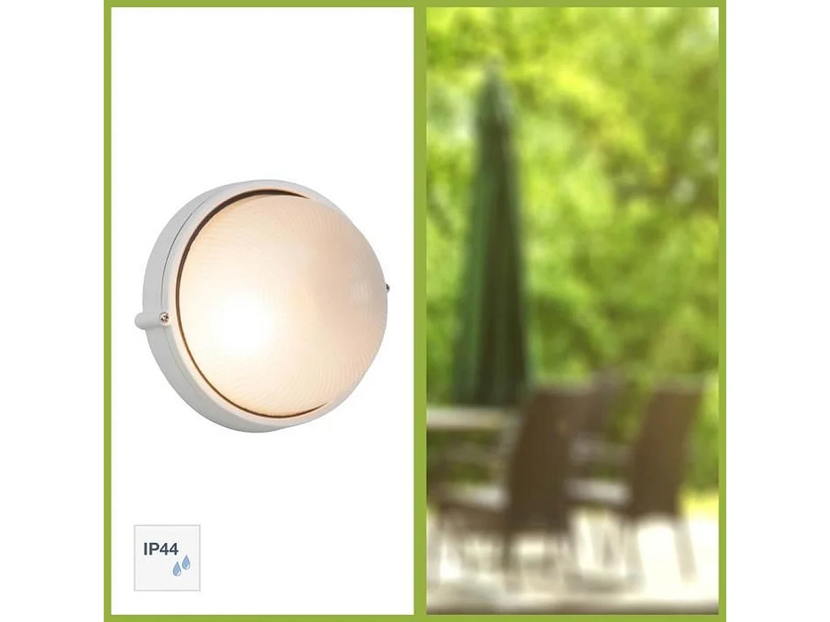 Buitenwandlamp BRILLIANT Silvester wit van metaal en glas, E27 max 60W, IP44, klassiek design