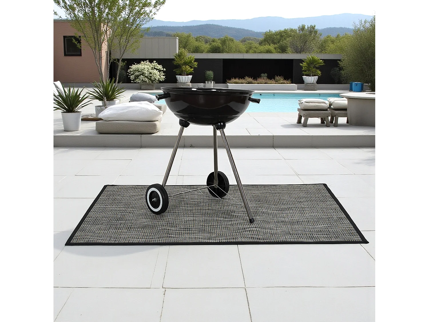 Tapis De Barbecue 100x120cm Noir, Beige