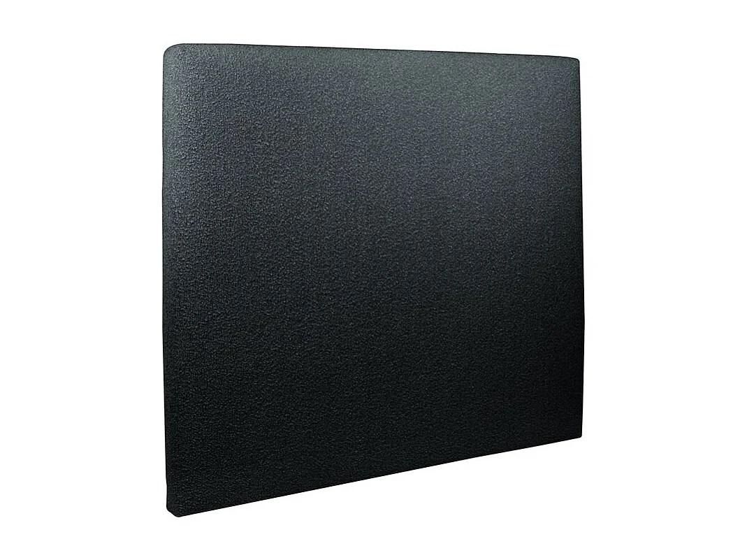 Lit 140x200cm avec tête de lit tapissier bouclette et sommier kit Noir - Hauteur totale : 29cm